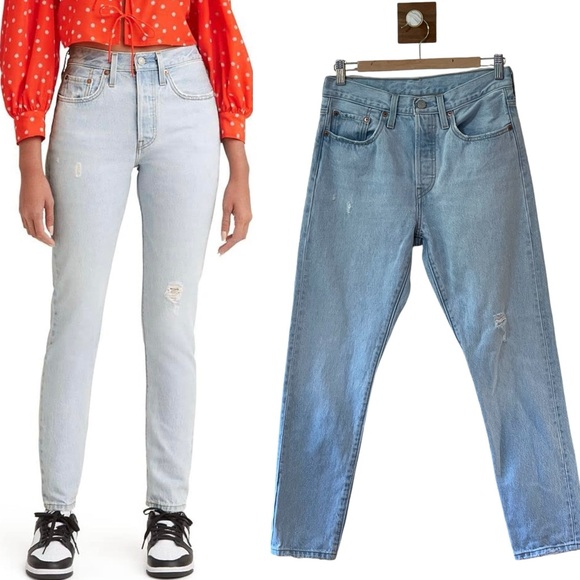 Levi’s Women’s 100% Cotton‎ 501 S Light Wash Skinny Jeans - Picture 1 of 12